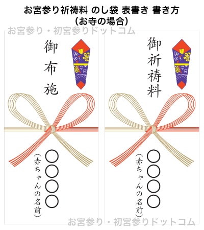 お宮参り祈祷料 のし袋 表書き書き方（お寺の場合）